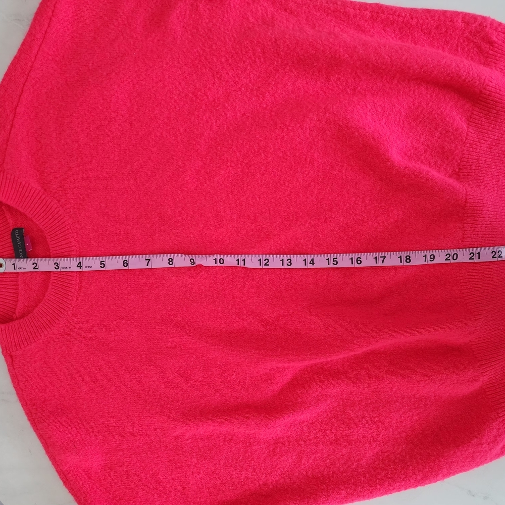 Vince Camuto Neon Hot Pink Crewneck Sweater Soft Knit Large - Picture 10 of 10